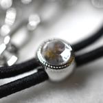 NWOT au Stamp Multi Layer Silver Tone Chain Black Cord Crystal Hair Tie Bracelet Photo 2