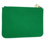 DKNY  Leather Cosmetic Pouch Green Makeup Clutch Bag Photo 3