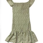 Hesperus Green Floral Smocked Off-Shoulder Dress Photo 0