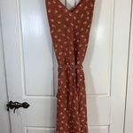 Billabong  Boho Shake It Again Orange Floral Wide Leg Belted Jumpsuit Women Small Photo 3