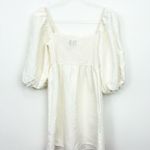 Tuckernuck Annie Smocked Mini Dress Linen Puff Sleeve White Photo 4