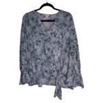 Juicy Couture Blue Tie Dye Wrap Front Knot Sleeve Blouse Top XL Photo 8