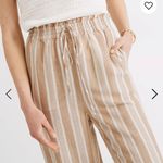 Madewell Tan Smocked Huston Pull-On Crop Pants in Stripe XS Photo 3
