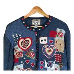 Vintage Heirloom Collectibles Cardigan Womens XL Blue Patchwork Embroidered Photo 1
