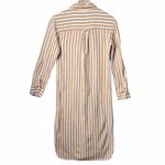 Every Striped Button Down Shirt Dress White and Orange Roll Tab Sleeve Size XS Photo 1