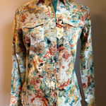 Floral Print Long Sleeve Snap Western boho whimsi cottage Y2K Shirt S green Photo 0