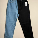 PacSun ‎ Women Size 24 New Eco Black Two-Tone High Waisted Straight Leg Jeans Photo 0