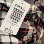 Torrid  Taylor Plaid Rayon Twill Camp Shirt Flannel Black White Pink. Sz 4 Photo 8