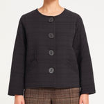 Habitat Liv  Clothes Jacket Womens Medium Black Plaid Quilted Button Front Artsy‎ Photo 0