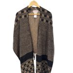 Free People Women's Geometric Pattern Fringe Poncho Cape Shawl Wrap Photo 3