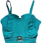 Stop Staring Xs Petra Form Teal Belted Midi 50 Pinup Dress Green Photo 4