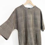 Akris Punto Metallic Lurex Glen Check Top 3/4 Sleeve Plaid Silver Women's 12 Photo 4