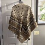 Oscar de la Renta  Neutral Japan Wool Square Beautiful Floral Scarf Wrap Fringe O Photo 5