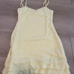 Edikted Yellow Mini  Ruffle Dress Pointelle Photo 0
