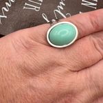 Handmade Vintage 1970s Cyan Cabochon Adjustable Ring Boho  Photo 6