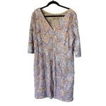 Alex Evenings Dress Size 16W Purple Peach Nude Lace Floral Overlay VNeck Elegant Photo 1