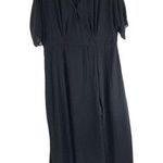SheIn Curve Black Maxi Dress Short Sleeve V-Neck Flowy Sheer Overlay 1XL Photo 0