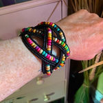 Multi Color Glass Bead & Wooden Beaded Cuff Bracelet
Adjustable Photo 0