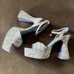 ALDO Barbie x  BarbieParty Collection Blue Logo Platform Sandal Block Heel 10 NEW Photo 2