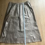 Per Se  Real Leather Gold Metallic Skirt Size 0 Photo 8