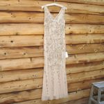 Pisarro Nights Nights Blush Beige Beaded Sequin Gown Dress 10 Tan Photo 4