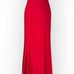 Mac Duggal Bustier Gown Women's 8 Red Strapless Sweetheart Maxi Pooled Train Photo 2