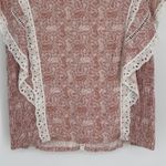 MISA Los Angeles ‎ Nilu Top Small Pink Washed Tile Print Lace Trim Boho Blouse Photo 7