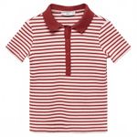 Mango Cotton Blend Short-Sleeved Striped Polo Shirt Red Pink Stripes NWT Small Photo 0
