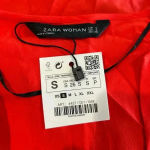 ZARA NWT Woman Red Surplice Neck Long Sleeve Career Pullover Blouse Size S Photo 2