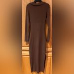 Bardot  x Revolve Collar Ribbed‎ Jersey Knit Dress in Chocolate Brown Size Small Photo 11