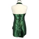 Lulus  Emerald Green Sequin Halter Mini Dress Party Formal Size Large NWT Photo 6