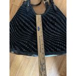 Cole Haan  Genevieve Woven Triangle Black Patent Leather Black Tote Shoulder Bag Photo 8