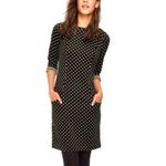 Boden Dott Polka Dot Quilted Sweater Shift Dress Black White Size 10 Long Photo 1