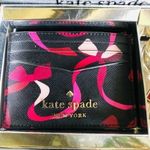 Kate Spade  Gift Set Card Holder & Present Key Fob Pink Ribbon Print NWT Photo 2