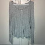 Madewell Heathered Waffle Knit Scoop Neck Henley Tee Long Sleeve Soft Womens XL Photo 1