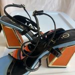 Black and Pink Modern Heels with Geometric Straps Size 8 Photo 11