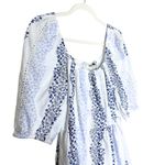 ZARA  Floral Tiered Eyelet Lace Maxi Dress Medium White Blue Cottagecore Prairie Photo 2