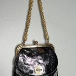VINTAGE black & gold chain link strap over the shoulder adjustable strap purse Photo 2