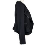White House | Black Market Moto Jacket Women’s Black Asymmetric Zip Peplum Size 8 Photo 3
