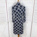Merona  Geometric Links Collared Tie Waist Shirt Dress Blue White Small Photo 3
