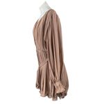 Pink Lily Women's Beige Tan Ruffle Long Sleeve Pleated Button Jumpsuit Romper L Photo 1