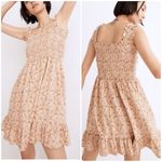 Madewell Linen-Blend Lucie Smocked Tank Mini Dress Painted Seashells Tawny Sand Photo 1