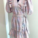 Storia NWT Cottage style gingham wrap dress tie back and ruffle details size L Photo 1