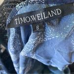 Timo Weiland Dress Blue Pleated Lilypad Print Drop Waist Mini Dress Size 4 Photo 4