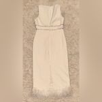 Likely NWOT Corianne Sleeveless White Feather Trim Empire Waist Midi Dress sz 8 Photo 6