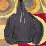 Aerie Ribbed Dark Grey Cropped Hoodie Sweatshirt Size Medium Photo 0