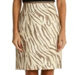 Loft Brown & Beige Zebra Print Silk Blend Pencil Skirt Size 6 Photo 0