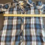 Roxy  Plaid Dress‎ Womens Medium Blue Green 3/4 Sleeve Casual Shirt Dress Photo 4