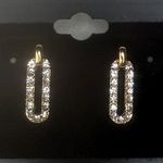 Gold CZ Paperclip Drop Earrings | Sparkle Link Dangle Earrings NWT Photo 0