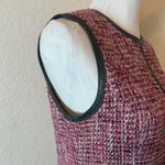 WORTH‎ pink tweed sheath dress, grey leather trim, sleeveless, back zip. 4 Size 6 Photo 5